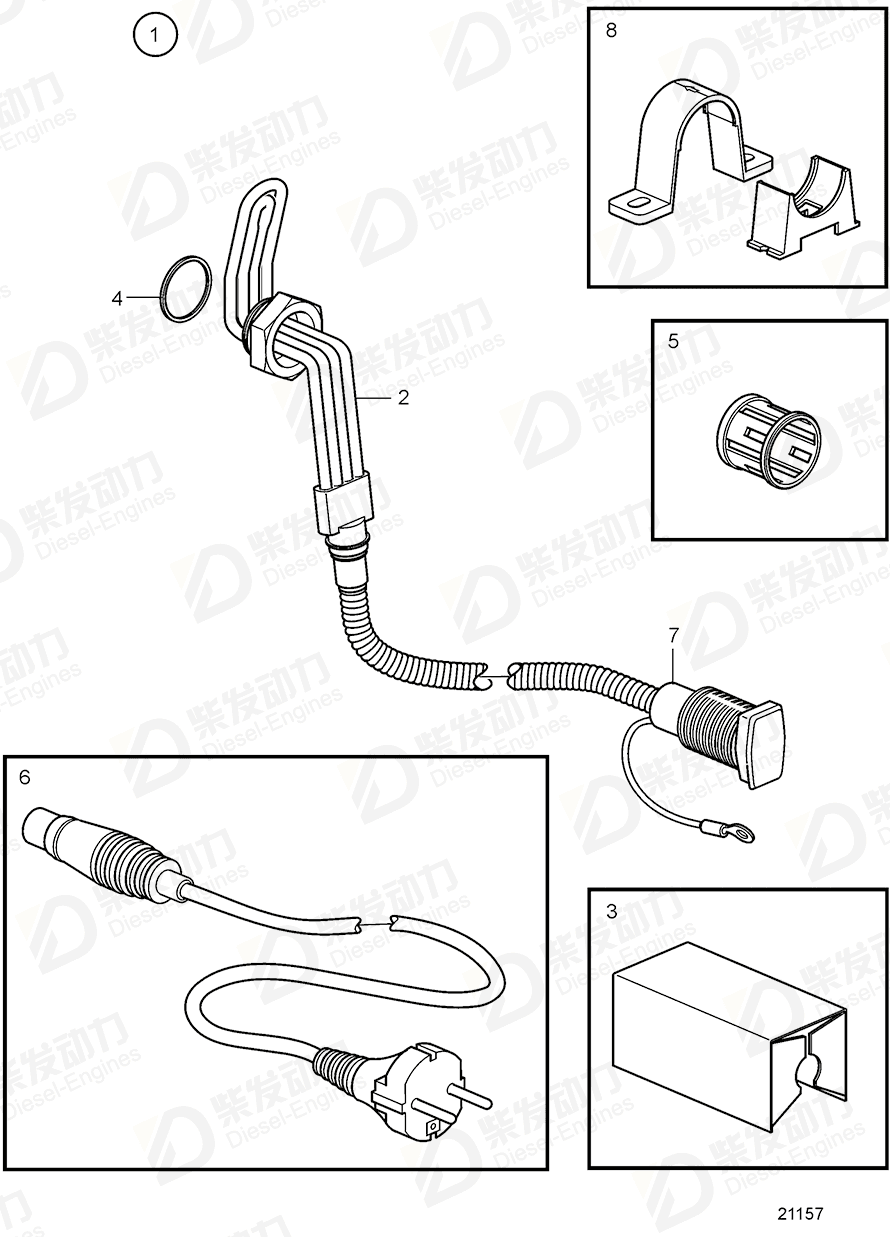 VOLVO Engine heater 888447 Drawing